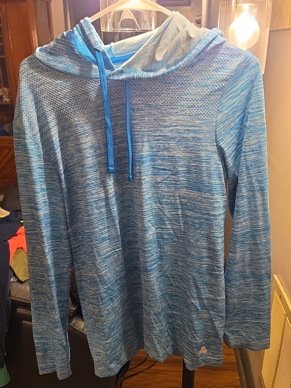 tek gear Blue Space-Dye Hooded Long-Sleeve Shirt